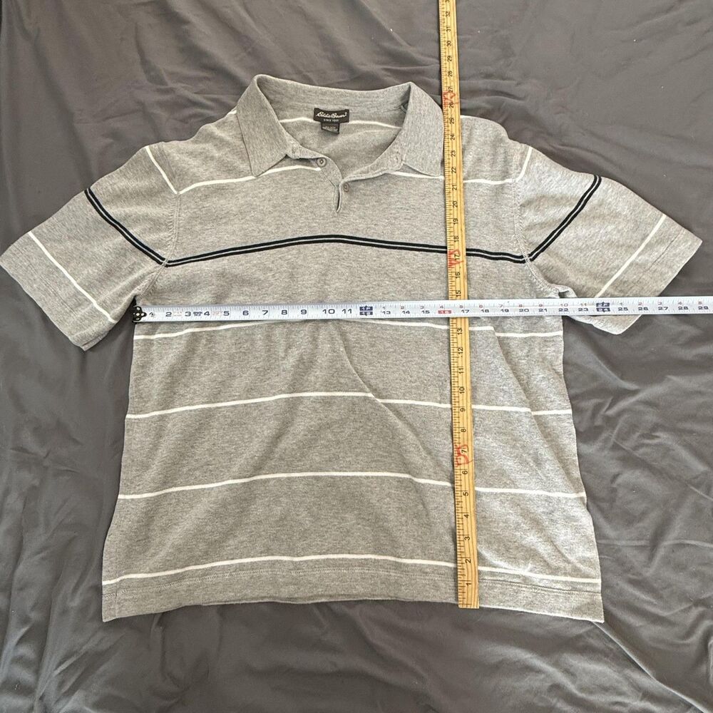 Eddie Bauer Polo Shirt Mens XL Gray Striped Short Sleeve 100% Cotton Casual - Picture 3 of 5